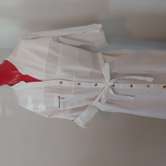 Speed Control Dresses & Skirts - Women's 100% Cotton White Button Front Dress with Sash, 1X